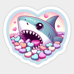 Shark eating valentines candies Sticker